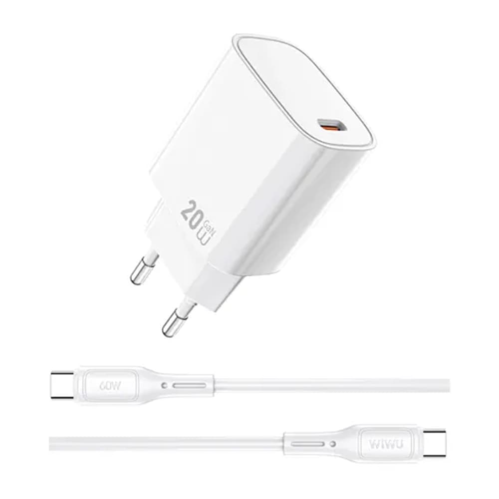 Cargador Wiwu C/Cable USB-C A USB-C WI-G007 - White