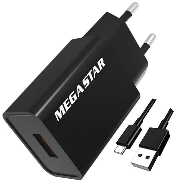 Carregador MegaStar CH400N USB de 10 watts + Cabo USB-C