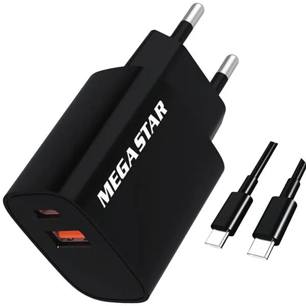 Carregador MegaStar CH500N USB USB-C de 18.5 watts + Cabo USB-C