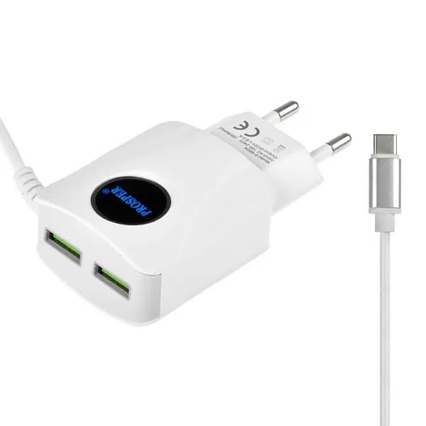Carregador USB-C Prosper P-5504 2 USB de 30 watts - Branco