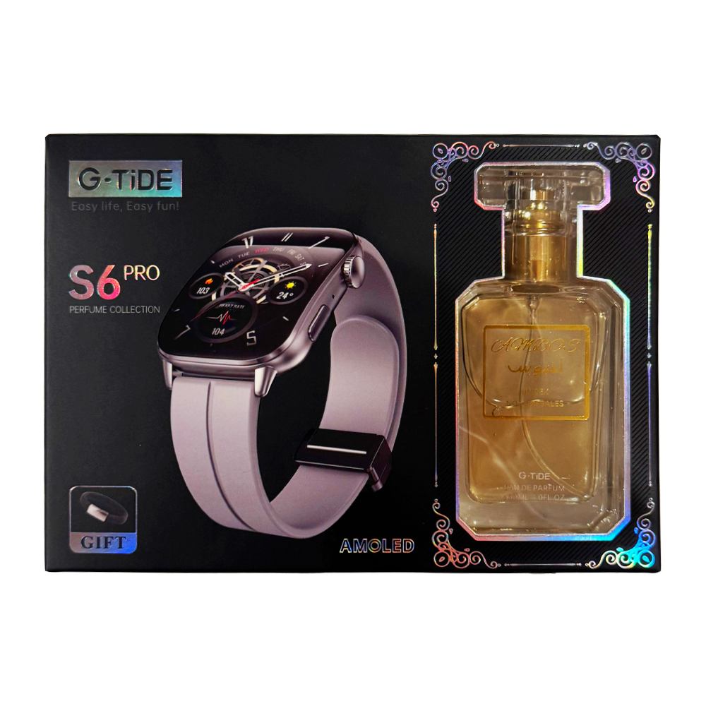 G-Tide S6 Pro com Tela Curva AMOLED 1.95 / IP68 / 300 mAh - Black + Perfume AMBOS