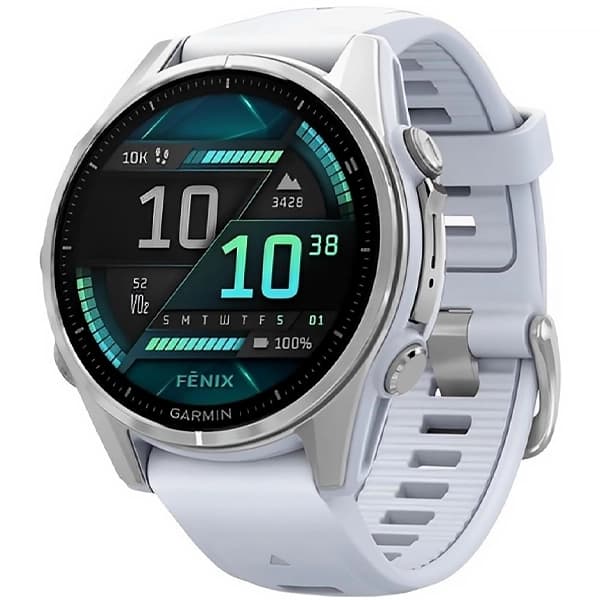 Garmin Relógio Fenix 8 AMOLED 010-02903 43 mm com GPS Wi-Fi - Silver Whitestone