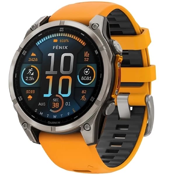Garmin Relógio Fenix 8 AMOLED Sapphire 010-02905 51 mm com GPS Wi-Fi - Cinza Laranja