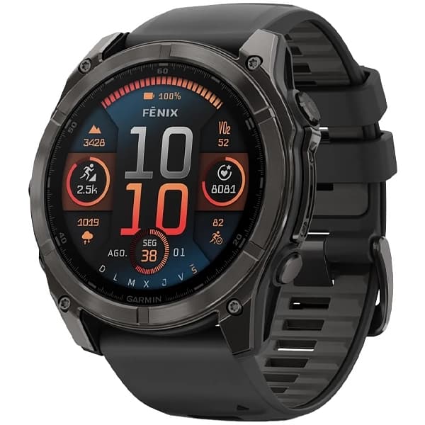 Garmin Relógio Fenix 8 AMOLED Sapphire 010-02905 51 mm com GPS Wi-Fi - Cinza Preto