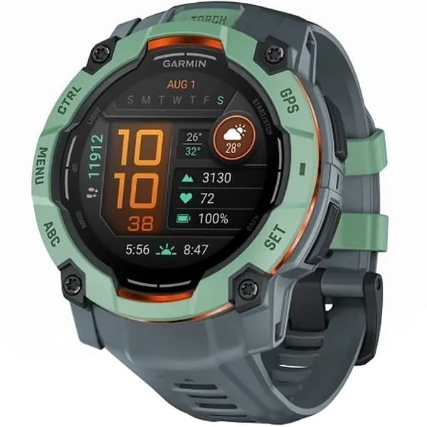 Garmin Relógio Instinct 3 AMOLED 010-03020 50 mm com GPS Bluetooth - Azul Verde Claro