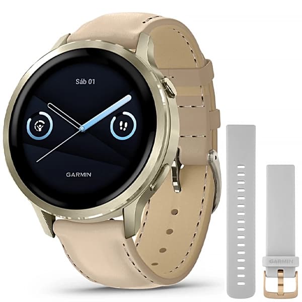 Garmin Relógio Venu 4 010-03013 41mm com GPS Wi-Fi - Dourado Bege + Pulseira
