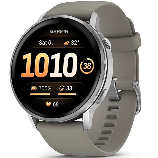 Garmin Relógio Venu 4 010-03014 45mm com GPS Wi-Fi - Prata Cinza