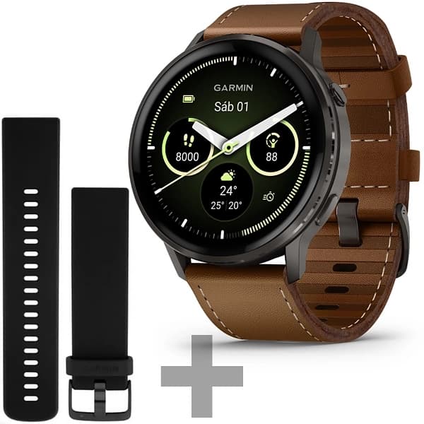 Garmin Relógio Venu 4 010-03014 45mm com GPS Wi-Fi - Preto Marrom + Pulseira