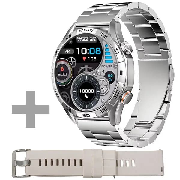 Haylou Relógio Solar 5 HF004 com Bluetooth - Prata + Pulseira