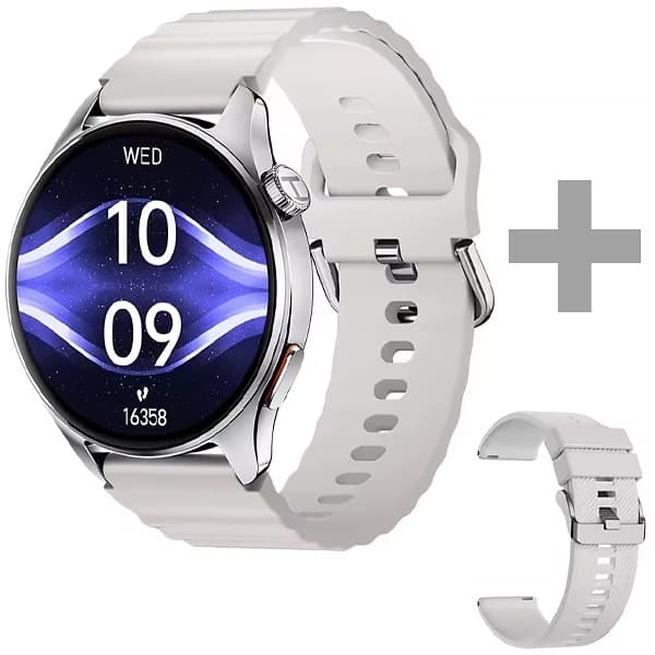 Haylou Relógio Watch 4S HF012 com GPS Bluetooth - Prata Bege + Pulseira (Anatel)