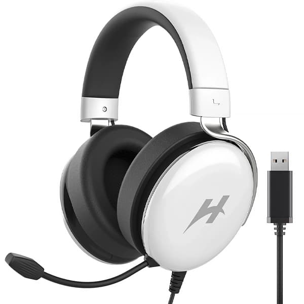 Headset Gaming Haylou Hexstorm G1 HDG01 7.1 com USB para PC PS4 PS5 Nintendo Switch - Branco Preto