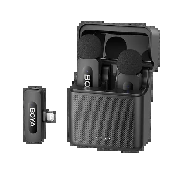 Microfone Sem Fio para Smartphone Boya BY-V3 com Lightning - Preto
