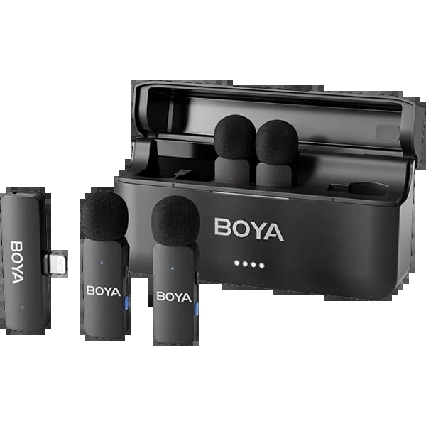 Microfone Sem Fio para Smartphone Boya BY-V4D com Lightning - Preto