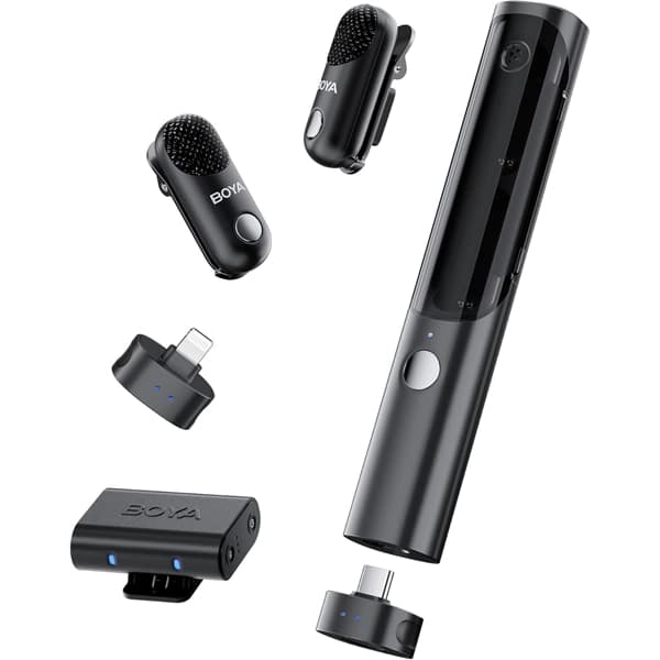 Microfone Sem Fio para Smartphone Boya Magic-02 com Lightning e USB-C - Preto