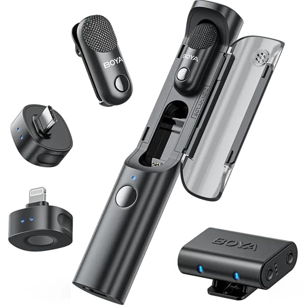 Microfone Sem Fio para Smartphone Boya Magic-04 com USB-C Lightning - Preto (Anatel)