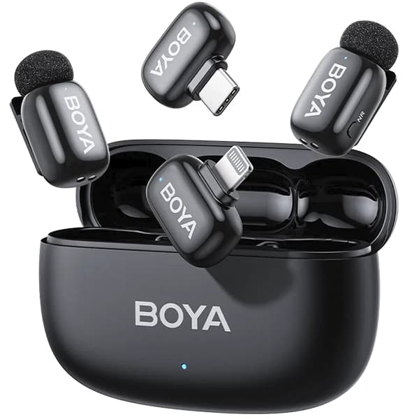 Microfone Sem Fio para Smartphone Boya Mini 2-01 com Lightning e USB-C - Preto