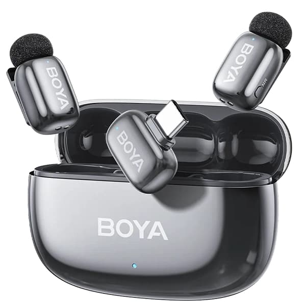 Microfone Sem Fio para Smartphone Boya Mini 2-02 com USB-C - Prata
