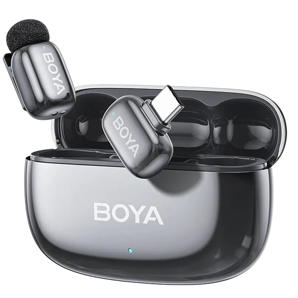 Microfone Sem Fio para Smartphone Boya Mini 2-05 com USB-C - Prata