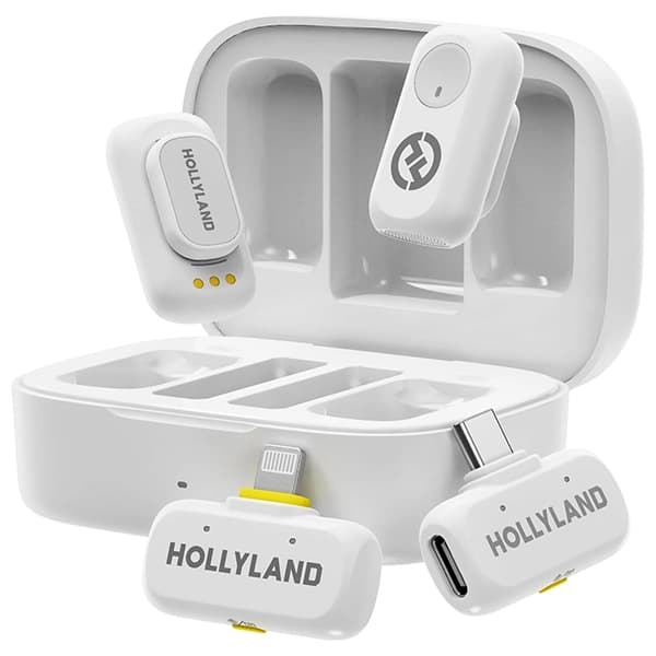 Microfone Sem Fio para Smartphone Hollyland LARK A1 Combo com USB-C e Lightning - Ivory White (Anatel)