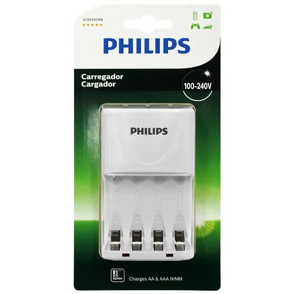 Philips Carregador de Pilha Philips SCB2440NB 97 Bivolt - Branco