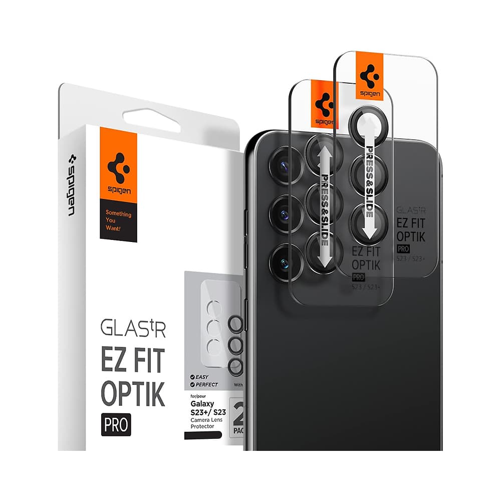 Samsung Protector De Lente Spigen Glastr Ez Fit Optik Pro Para Samsung Galaxy S23/S23+ Agl05962 2 Pack Negro