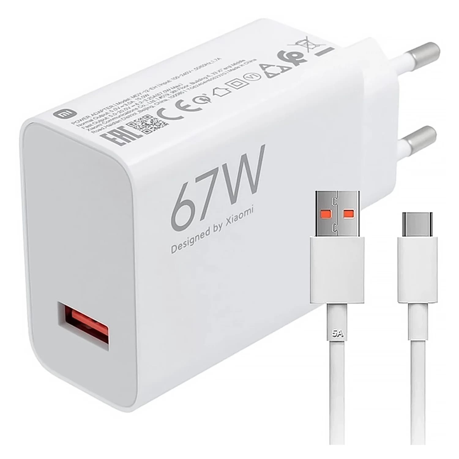 Xiaomi Carregador Xiaomi Hypercharge Combo MDY-12-EH 67W USB-A - Branco