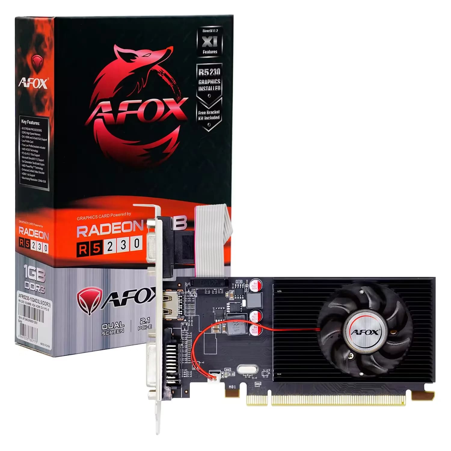AMD Placa de Vídeo Afox AMD Radeon R5 230 1GB DDR3 - AFR5230-1024D3L5