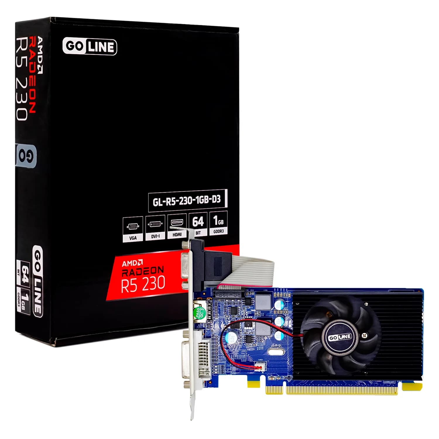 AMD Placa de Vídeo Goline R5-230 AMD Radeon R5 230 1GB DDR3 - GL-R5-230-1GB-D3 (1 Ano de Garantia)