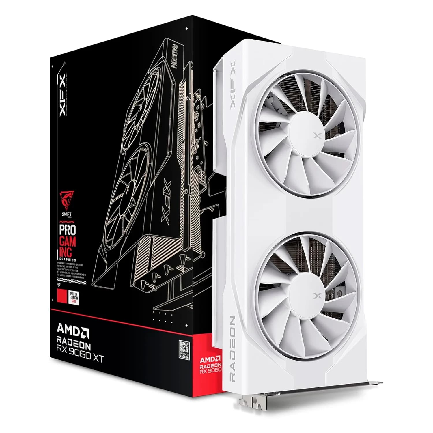 AMD Placa de Vídeo XFX Swift OC White AMD Radeon RX-9060XT 8GB GDDR6 - RX-96TSW8GWQ