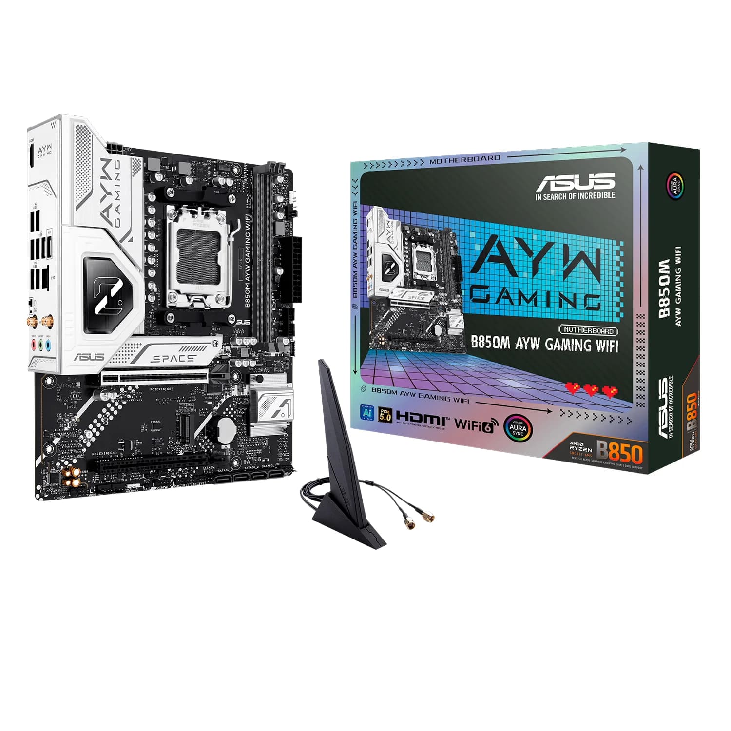 AMD Placa Mãe Asus B850M-AYW Gaming WiFi DDR5 Socket AM5 Chipset B850 Micro ATX