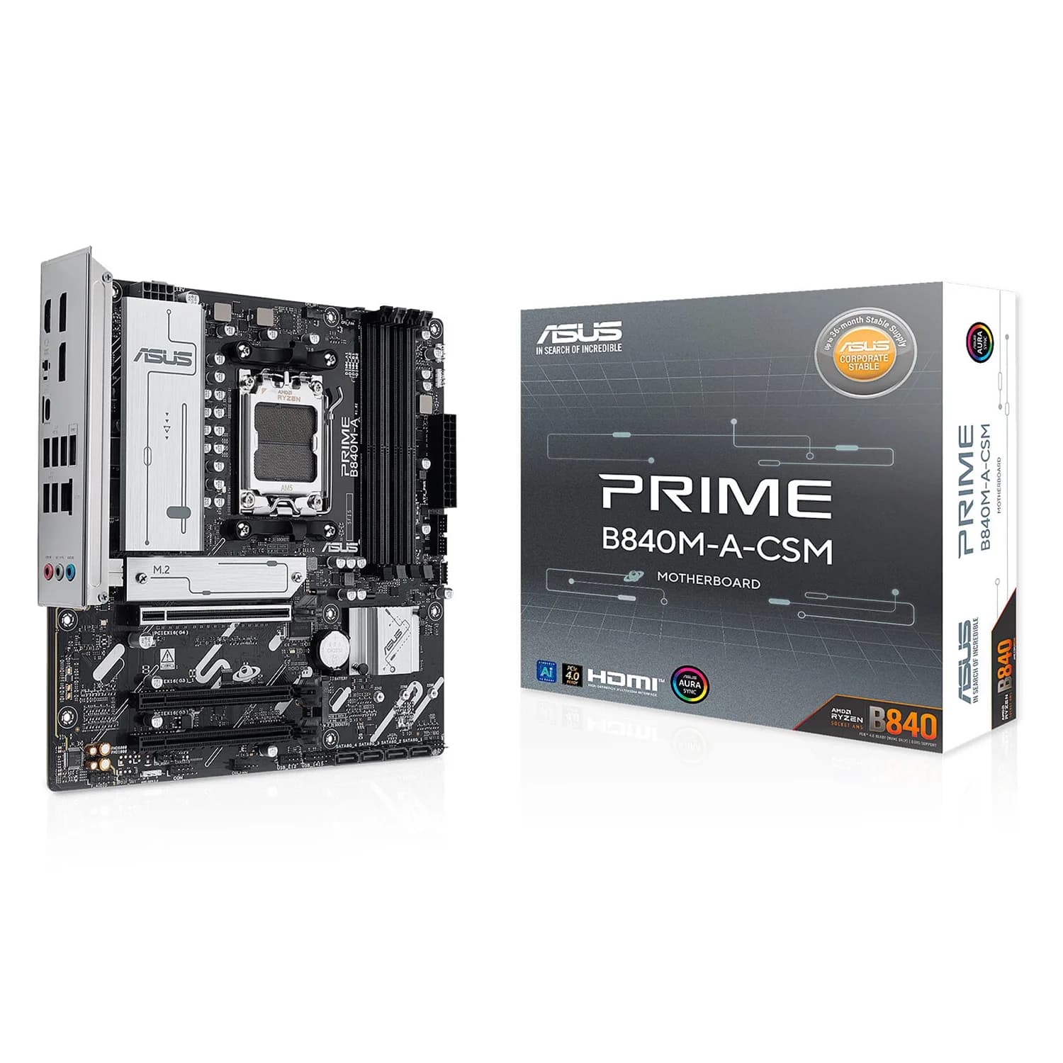 AMD Placa Mãe Asus Prime B840M-A-CSM Socket AM5 Chipset AMD B840 DDR5 ATX