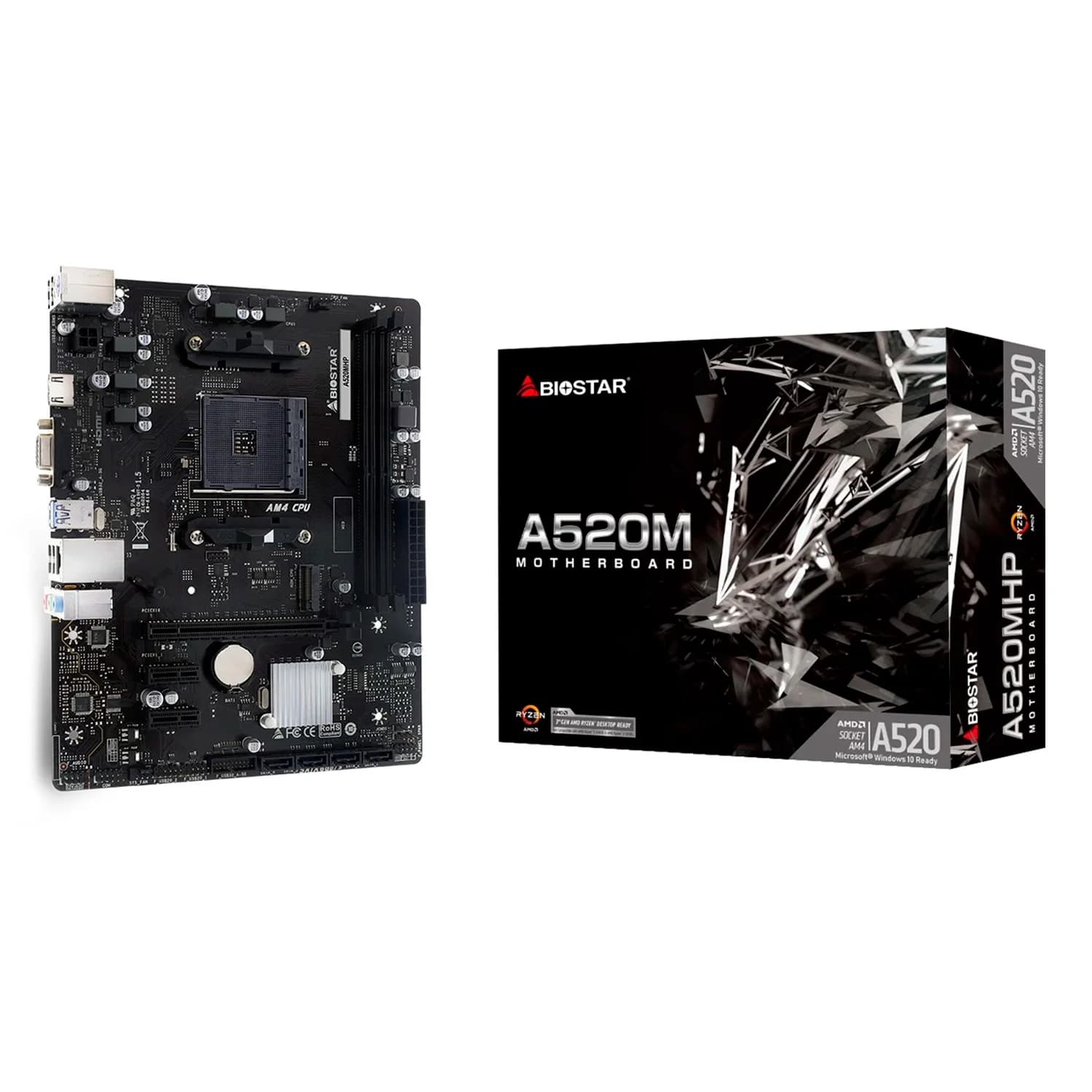 AMD Placa Mãe Biostar A520MHP 2XDDR4 Socket AM4 Chipset A520 Micro ATX