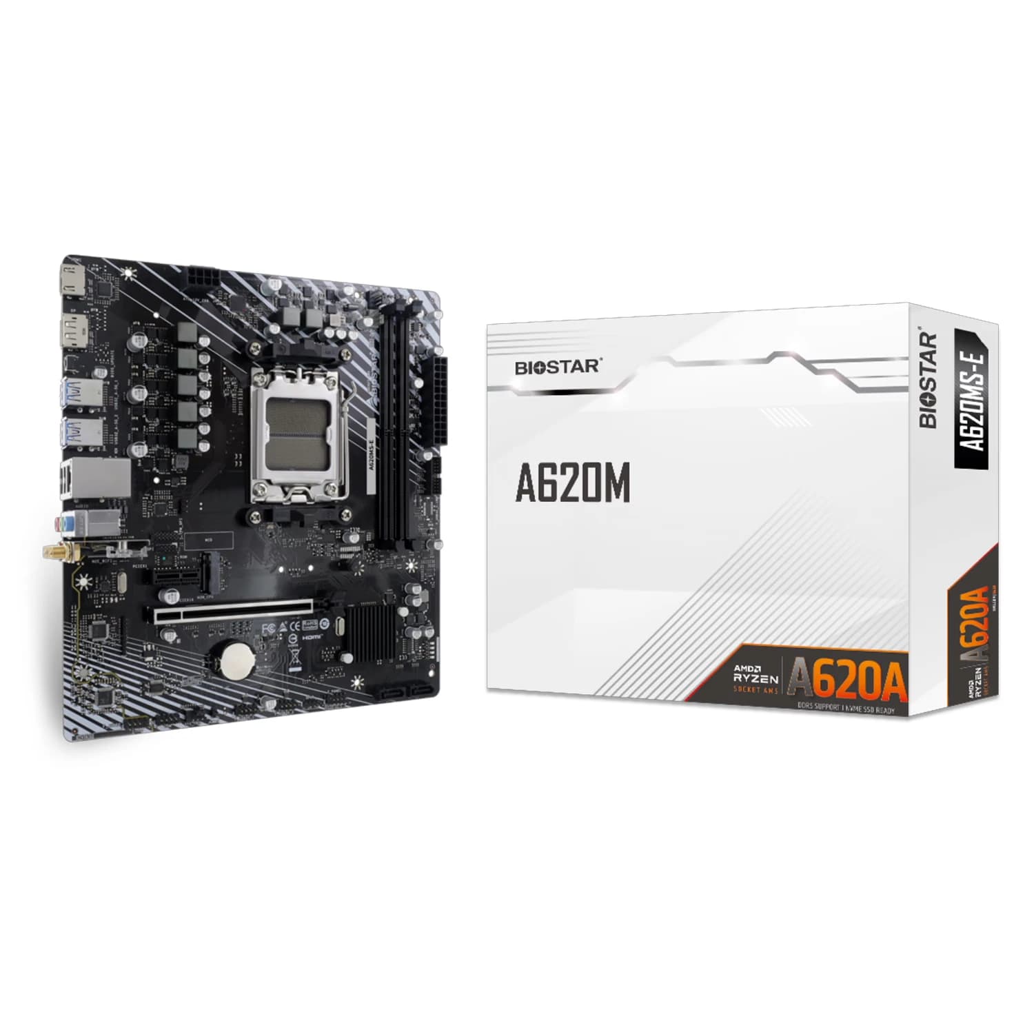 AMD Placa Mãe Biostar A620MS-E DDR5 Socket AM5 Chipset A620 Micro ATX