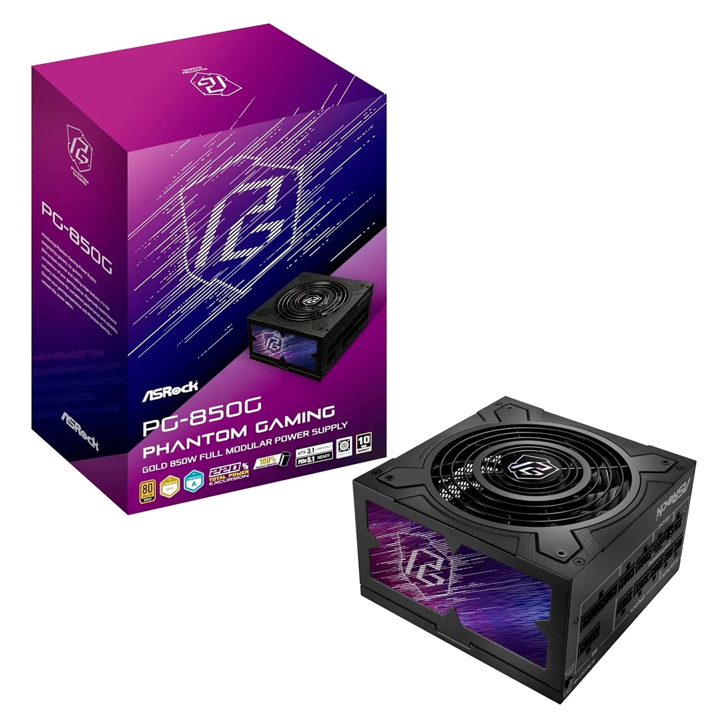 ASRock Fonte ASRock PG-850G ATX 850W 80 Plus Gold Full Modular - Preto