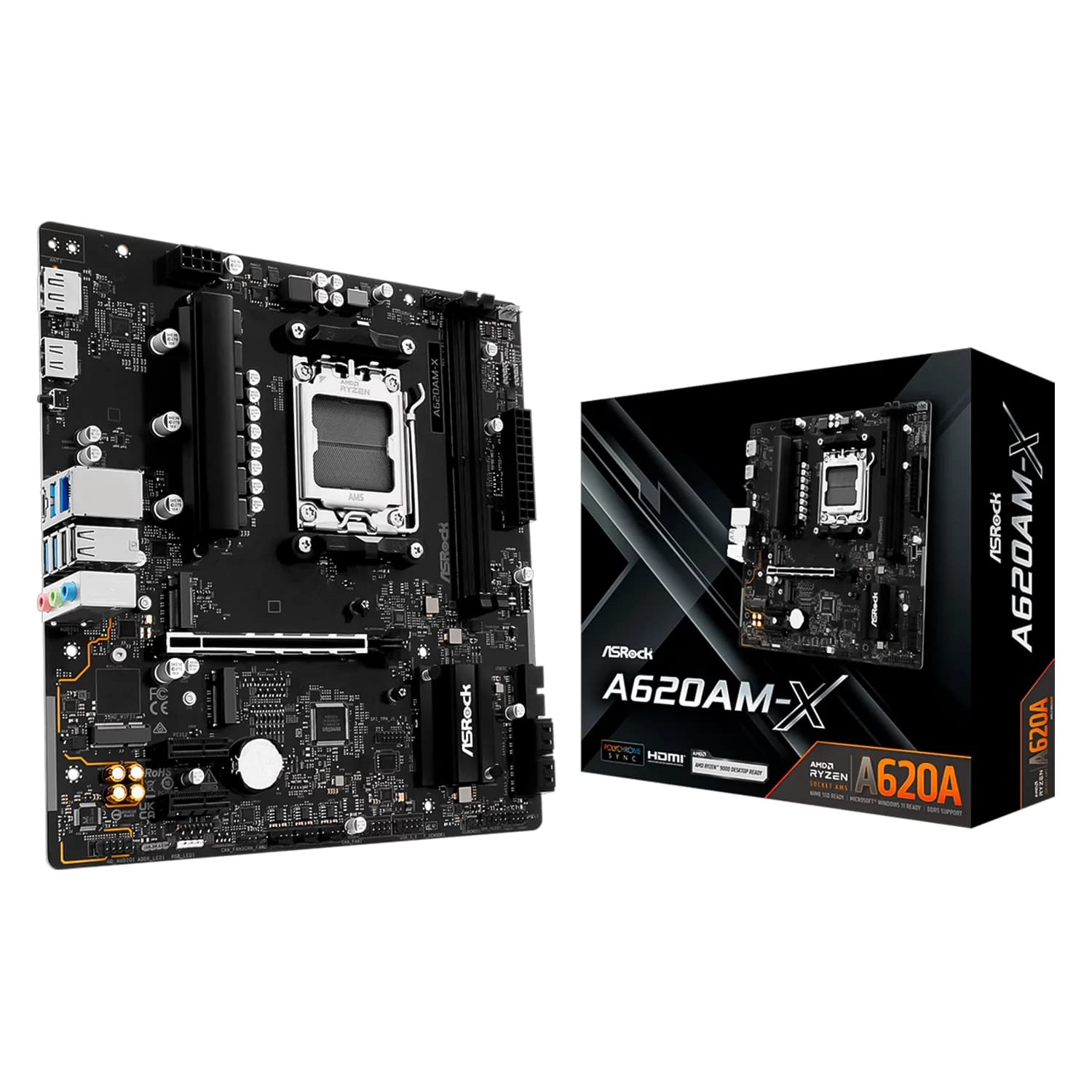 ASRock Placa Mãe Asrock A620AM-X DDR5 Socket AM5 Chipset AMD A620A Micro ATX