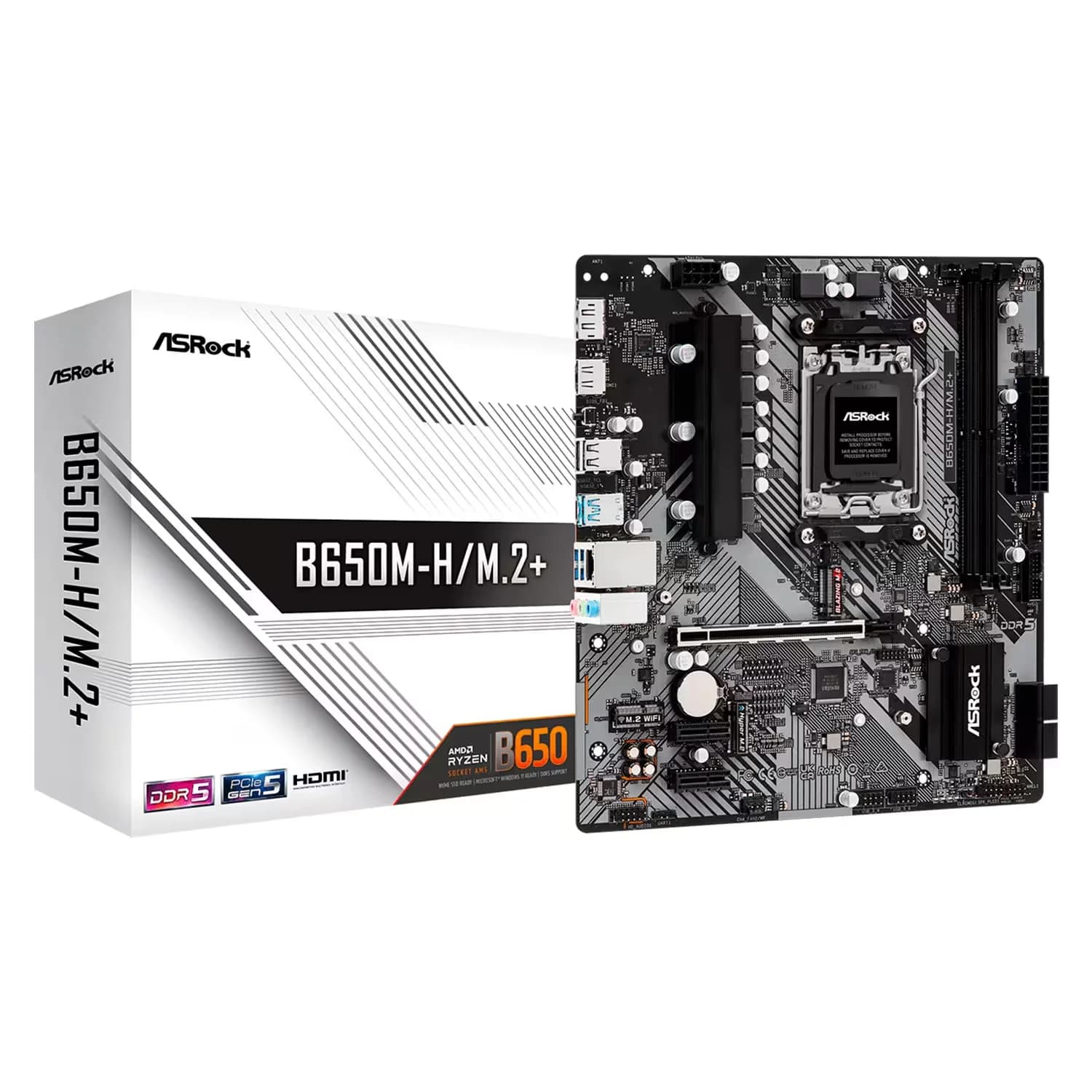 ASRock Placa Mãe ASRock B650M-H/M.2+ 2XDDR5 Socket AM5 Chipset AMD B650 Micro ATX