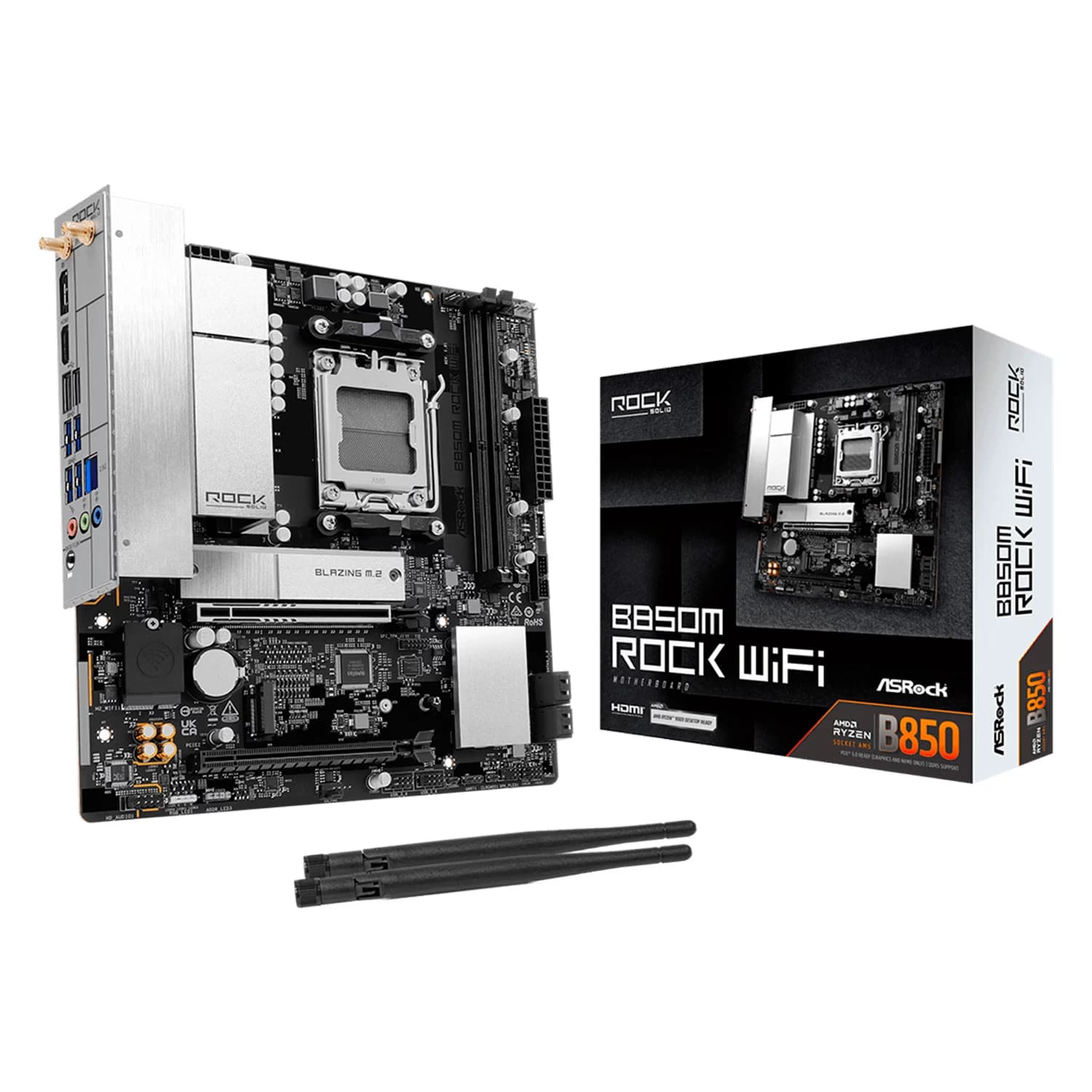 ASRock Placa Mãe ASRock B850M Rock WiFi DDR5 Socket AM5 Chipset AMD B850 Micro ATX