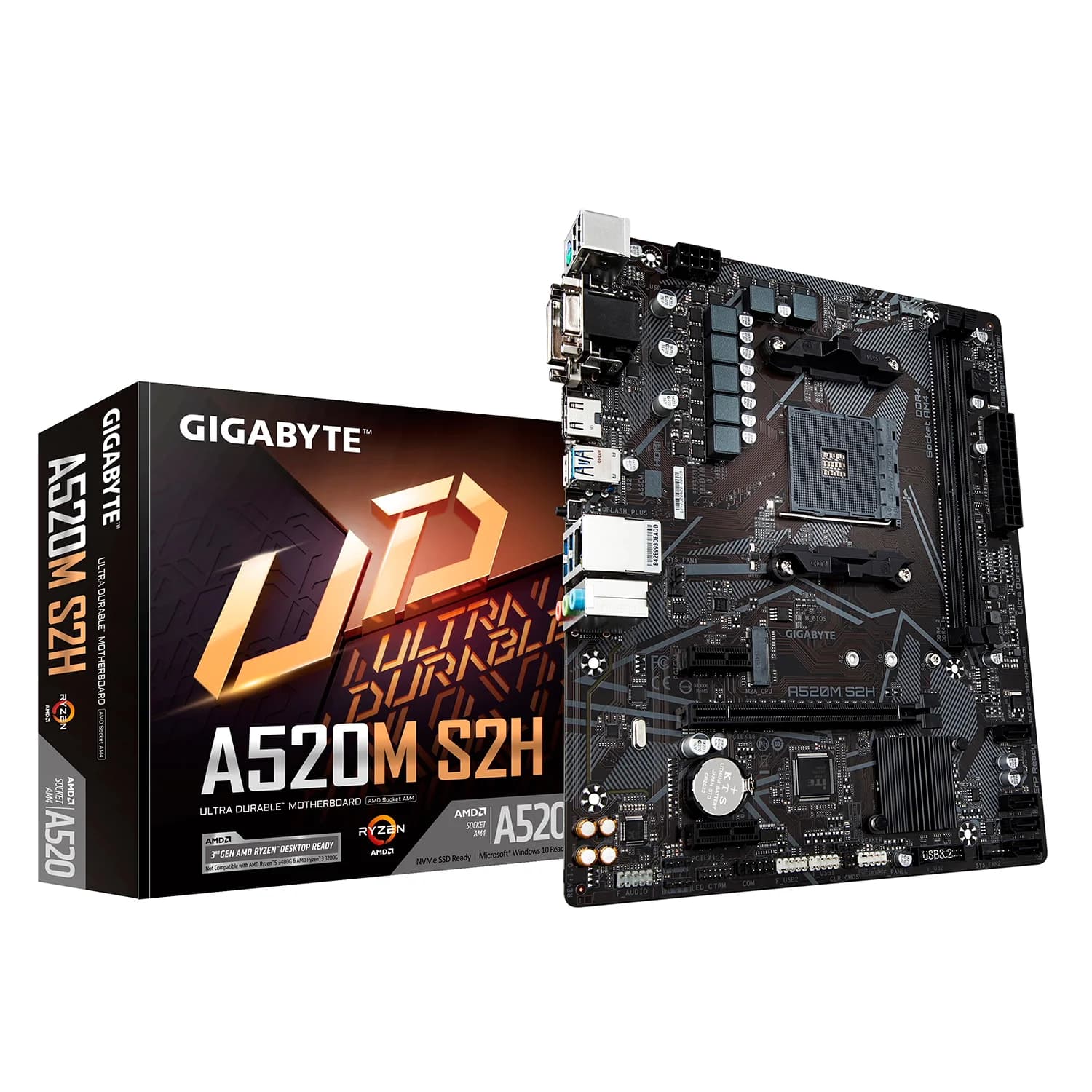 Gigabyte Placa Mãe Gigabyte A520M DS3H AC DDR4 Socket AMD AM4 Chipset A520 Micro ATX