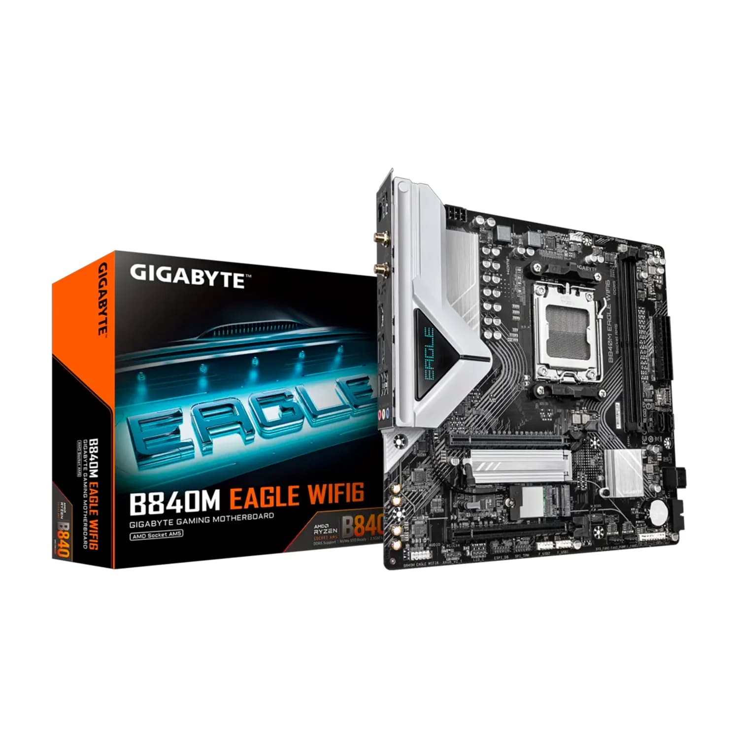 Gigabyte Placa Mãe Gigabyte B840M Eagle WiFi 6 DDR5 Socket AM5 Chipset AMD B840 Micro ATX