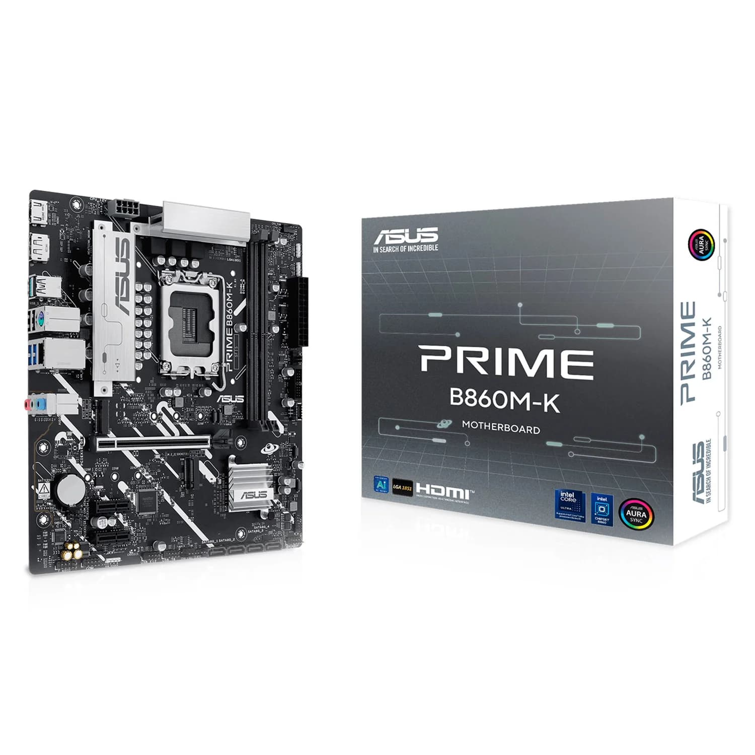 Intel Placa Mãe Asus Prime B860M-K OC Socket LGA 1851 Chipset Intel B860 DDR5 Micro ATX