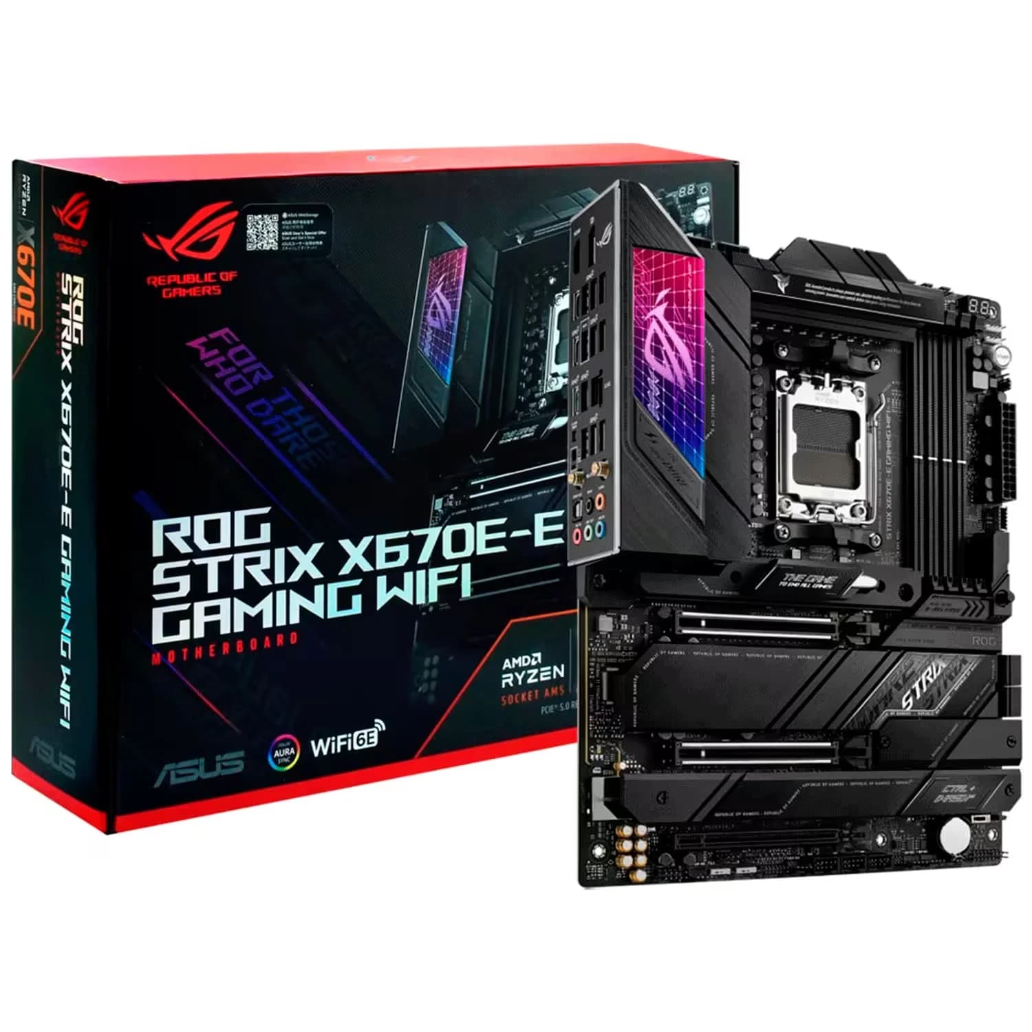 Intel Placa Mãe Asus Rog Strix X670E-E Gaming WiFi DDR5 Socket AMD AM5 Chipset AMD X670 ATX