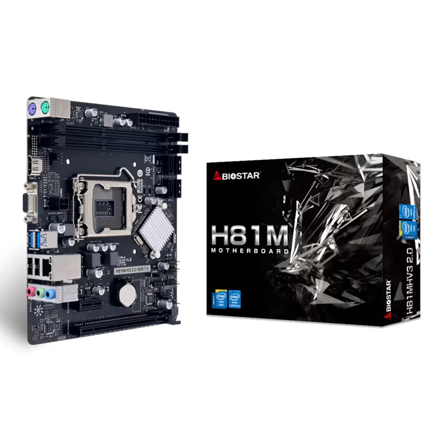 Intel Placa Mãe Biostar H81MHV3 3.0 Socket LGA 1150 Chipset Intel H81 2XDDR3 Micro ATX