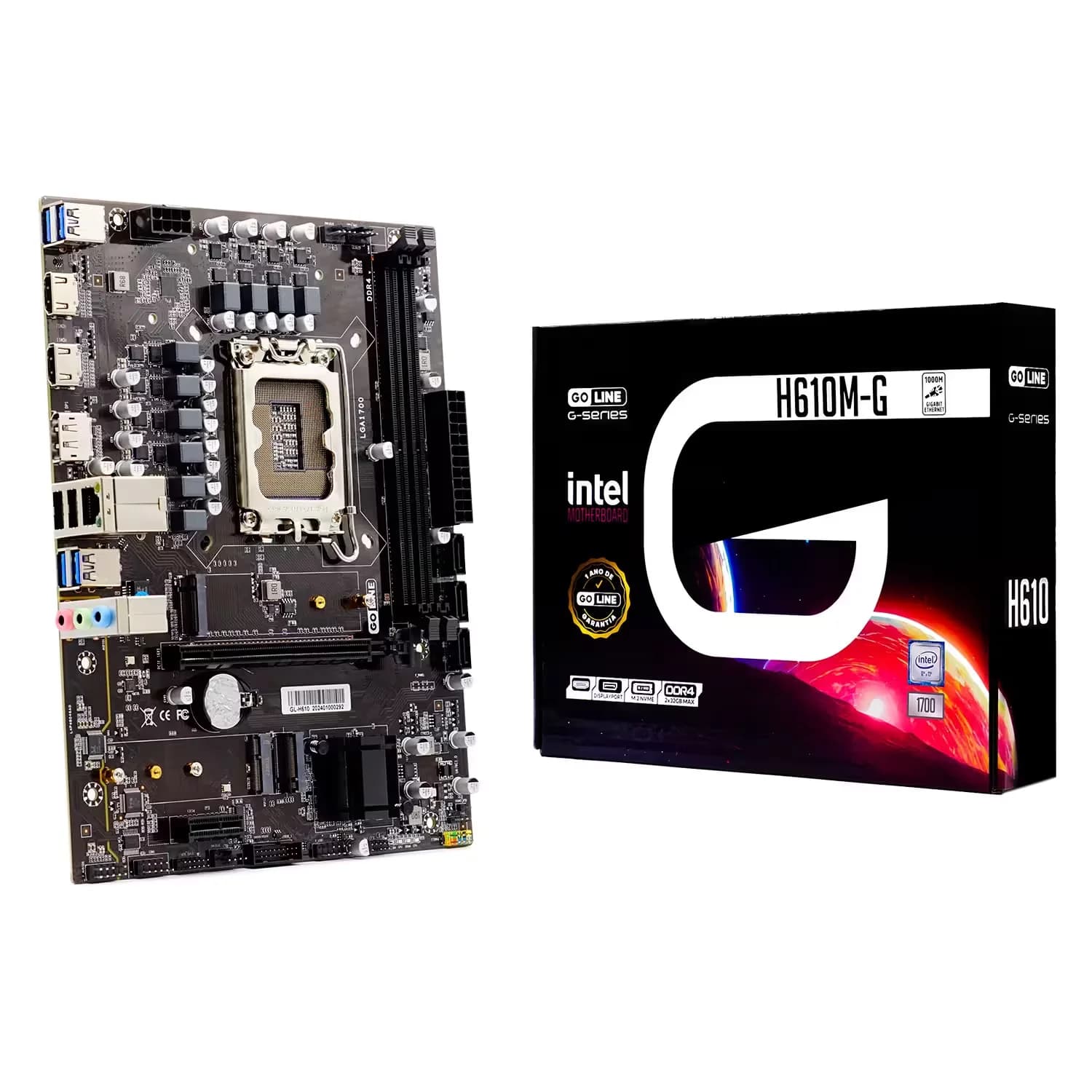Intel Placa Mãe Goline H610M-G DDR4 Socket LGA 1700 Chipset Intel H610 Micro ATX - (1 Ano de Garantia)