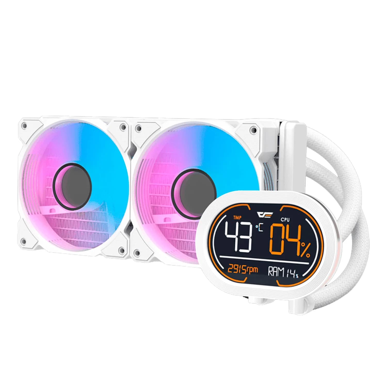 Acessório · Intel Water Cooler para Processador Darkflash DH240D ARGB - Branco (Com Painel Monitor)