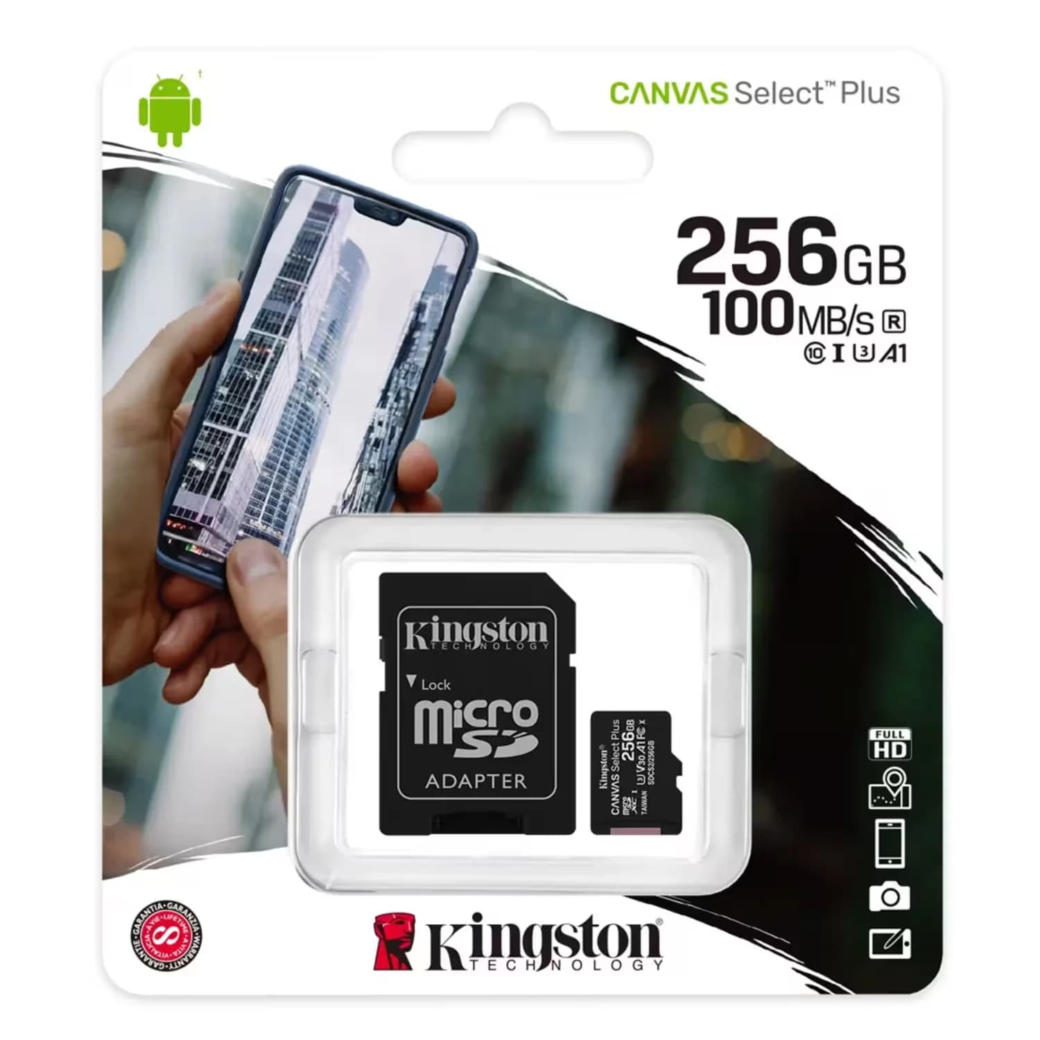 Kingston Cartão de memória Micro SD Kingston Canvas Select Plus 256GB 100MBs - SDCS2/256GB