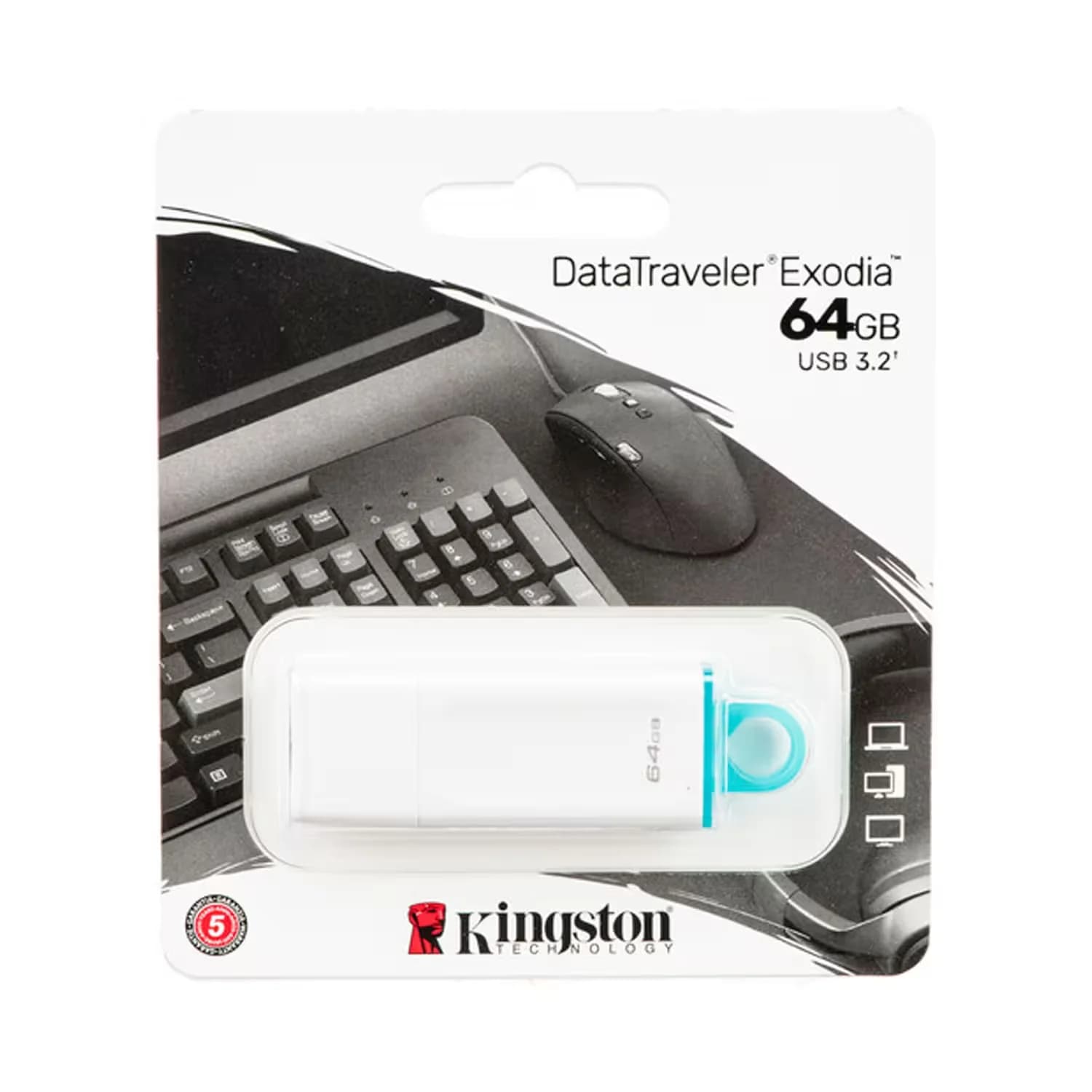 Kingston Pendrive Kingston Exodia 64GB USB 3.0 - Branco KC-U2G64-5R