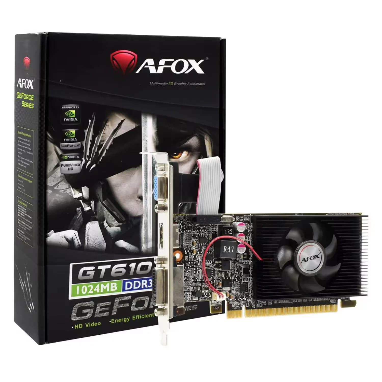NVIDIA Placa de Vídeo Afox GT 610 X NVIDIA GeForce GT 610 1GB DDR3 - AF610-1024D3L7-V5