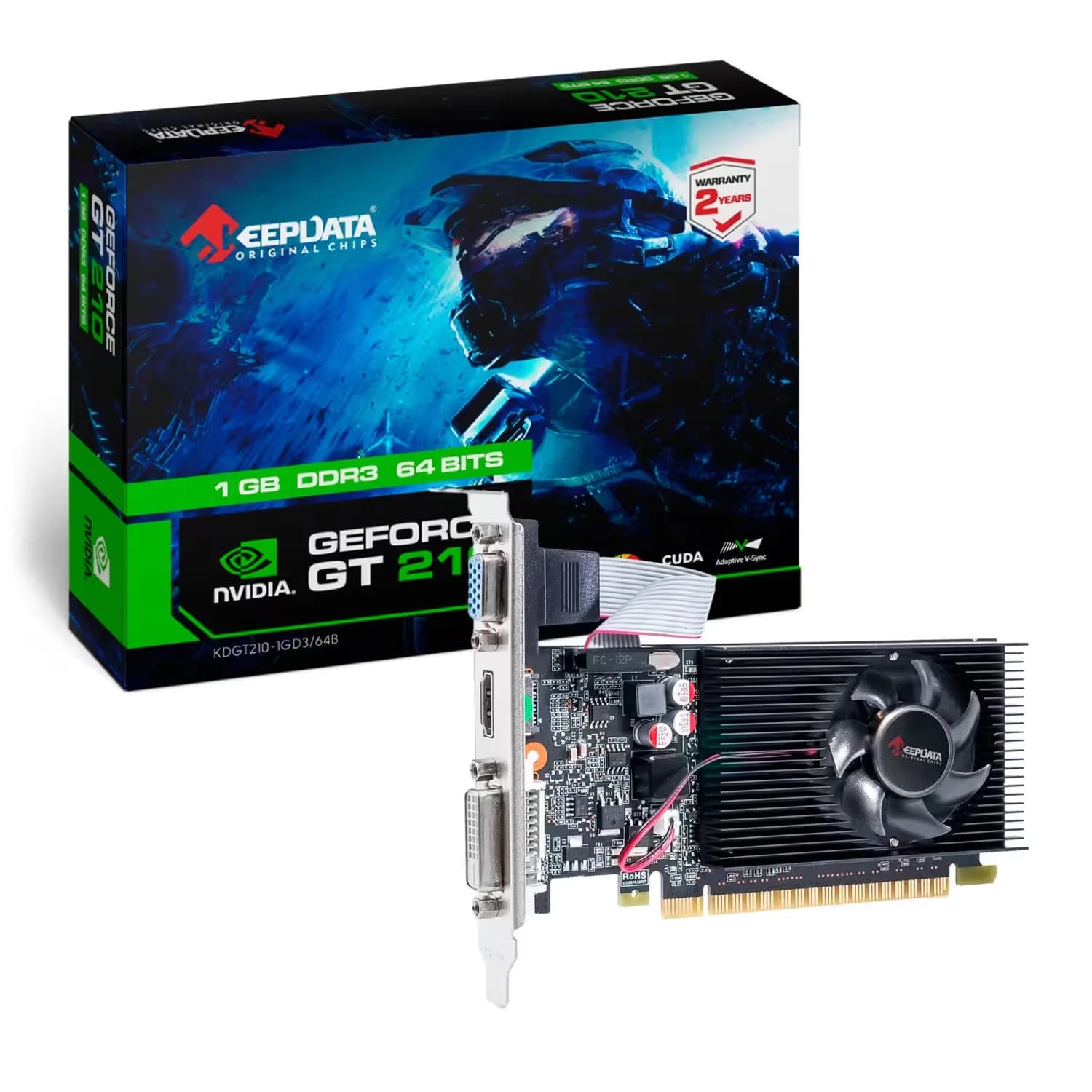 NVIDIA Placa de Vídeo Keepdata NVIDIA GeForce GT210 1GB DDR3