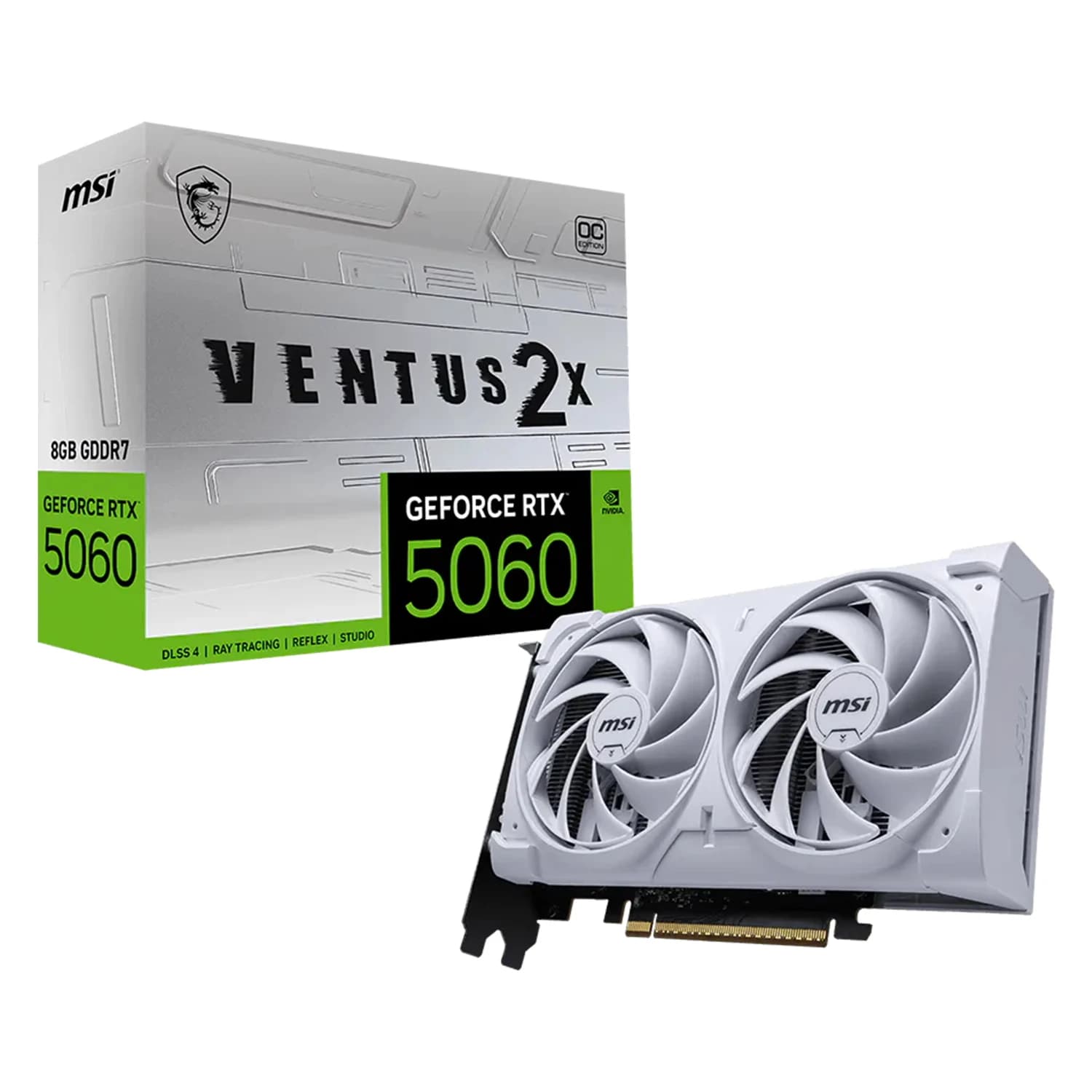 NVIDIA Placa de Video MSI Ventus 2X OC White NVIDIA Geforce RTX-5060 8GB GDDR7 - V537-018
