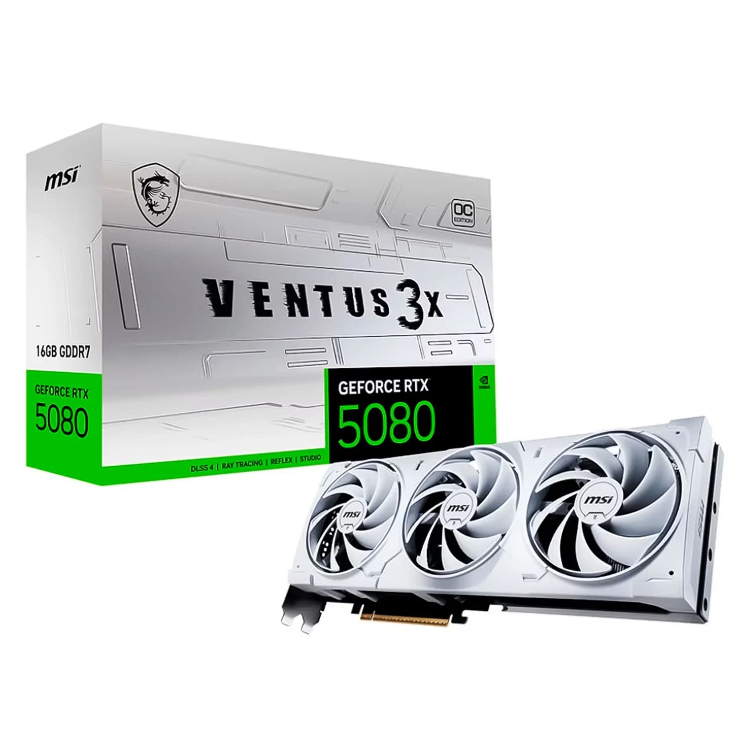 NVIDIA Placa de Vídeo MSI Ventus 3X OC White NVIDIA GeForce RTX 5080 16GB GDDR7 - 912-V531